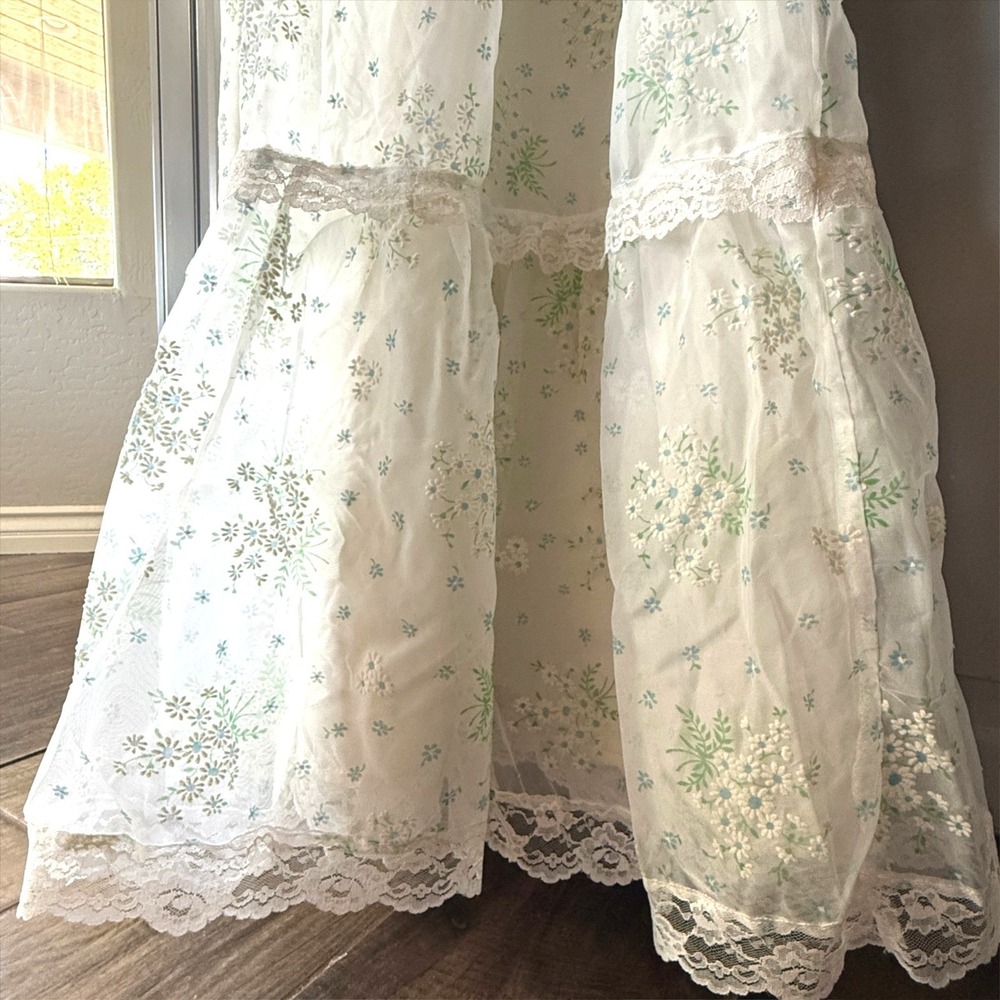 Pussycat Carla Jane Vintage 70s Victorian Prairie Floral Lace Maxi Dress,Cream,S - Picture 11 of 12